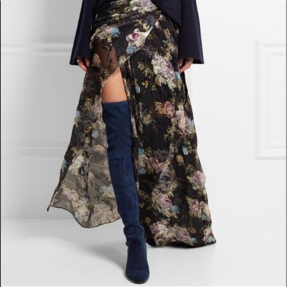 Stuart Weitzman Lowland Over-The-Knee Suede Boots in Navy Size 5 - Picture 2 of 12